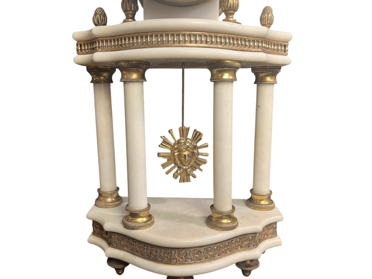 Detached Alabaster Column Clock Louis XVI Style, Early 20th Century-photo-3