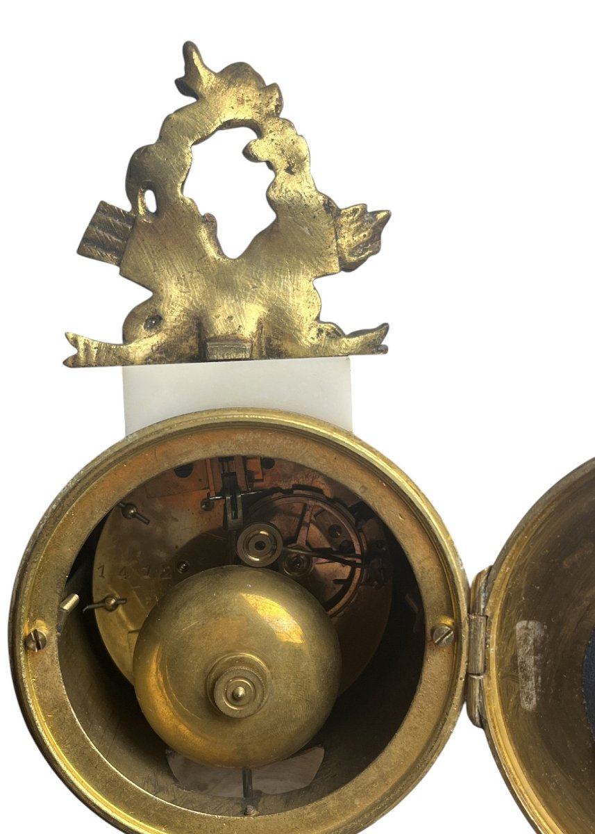 Detached Alabaster Column Clock Louis XVI Style, Early 20th Century-photo-7