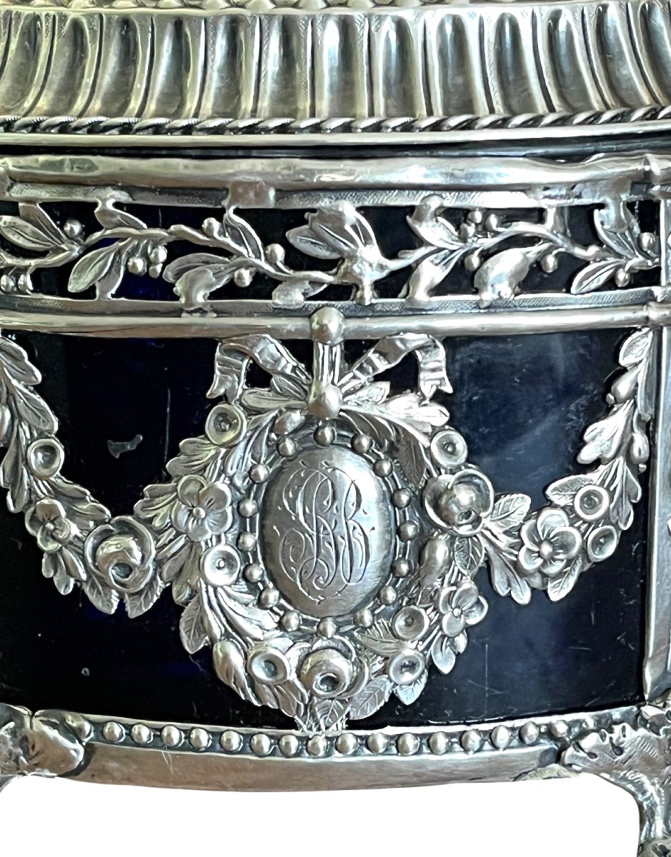Silverware, Silver Sugar Bowl Louis XVI Style, Late 18th Century Hallmarks-photo-4