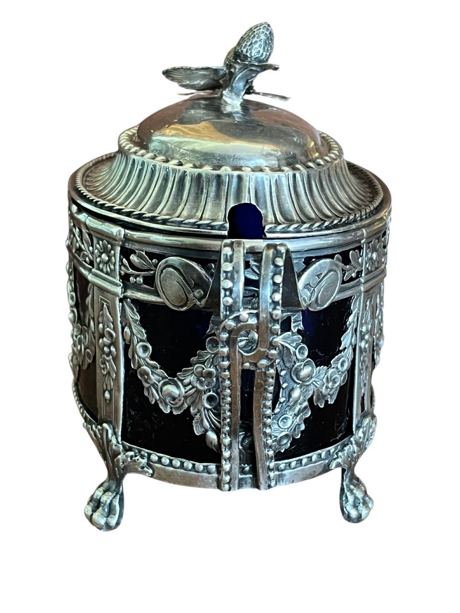Silverware, Silver Sugar Bowl Louis XVI Style, Late 18th Century Hallmarks-photo-1