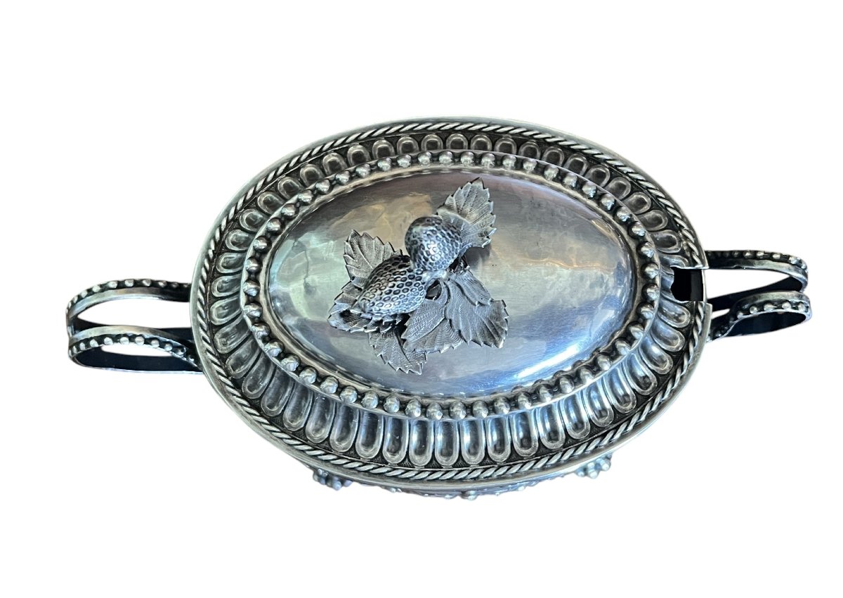 Silverware, Silver Sugar Bowl Louis XVI Style, Late 18th Century Hallmarks-photo-3