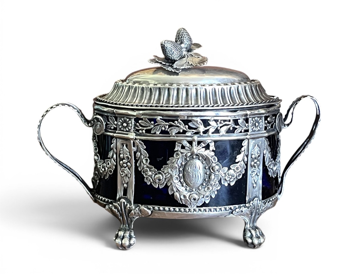 Silverware, Silver Sugar Bowl Louis XVI Style, Late 18th Century Hallmarks