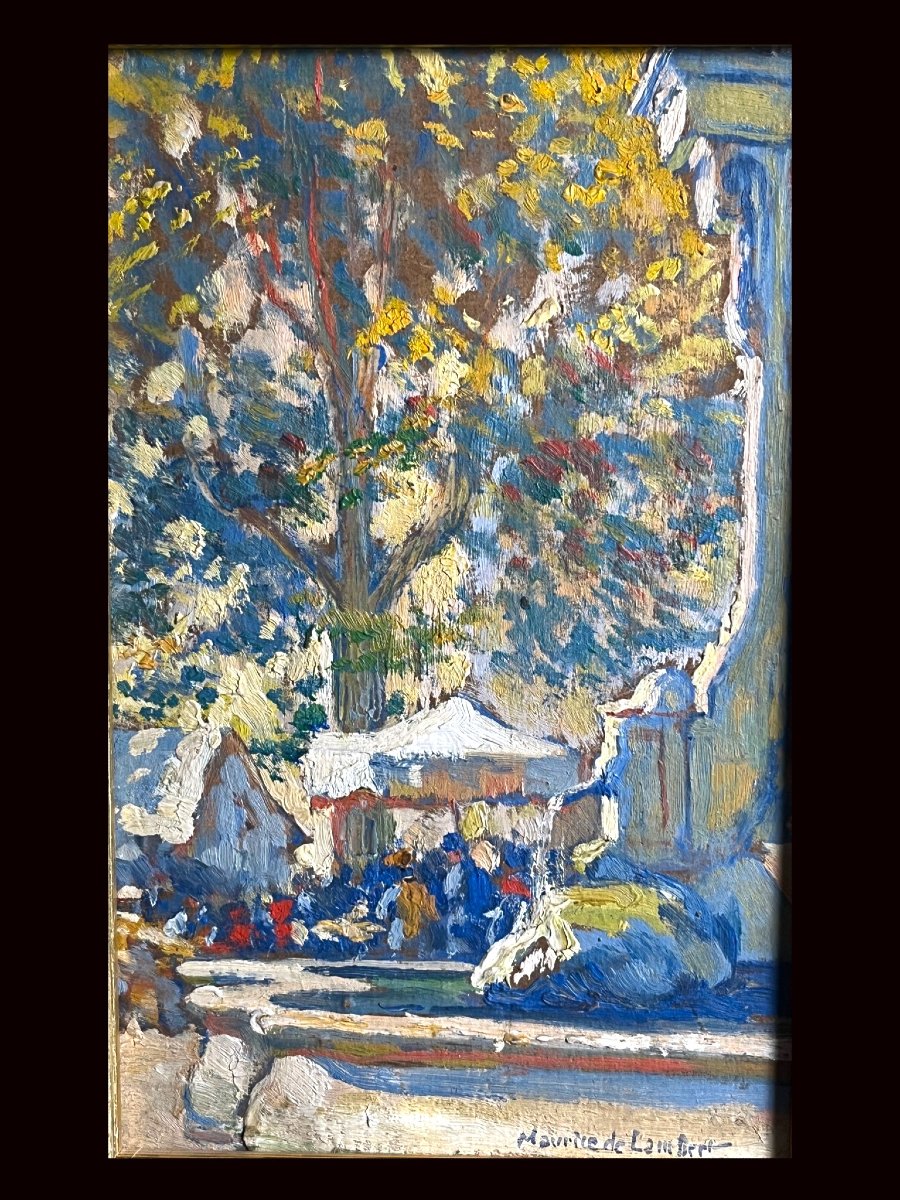 De Lambert, Oil On Panel, Small Size, Nicely Framed 20th Century-photo-2