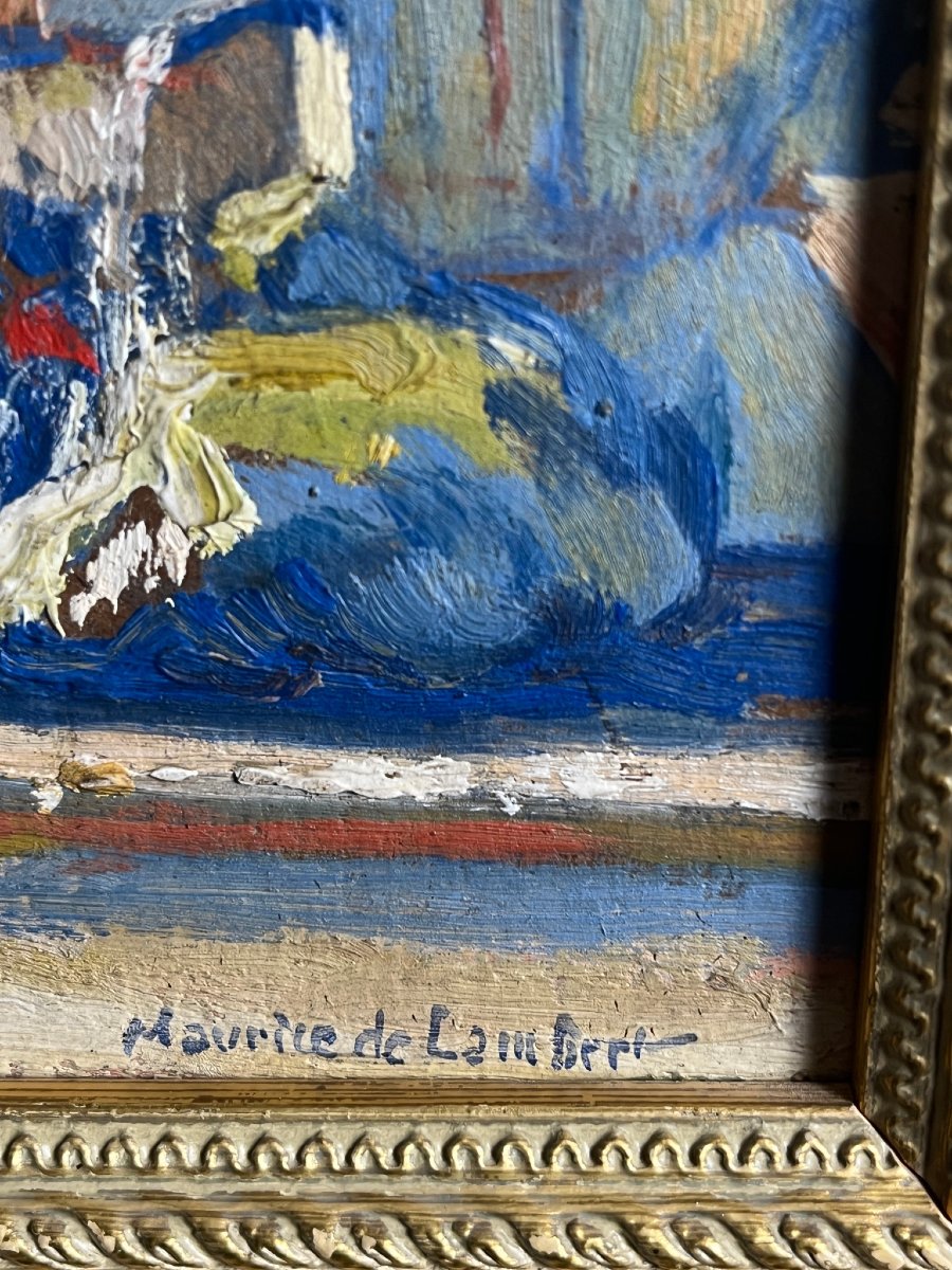 De Lambert, Oil On Panel, Small Size, Nicely Framed 20th Century-photo-4
