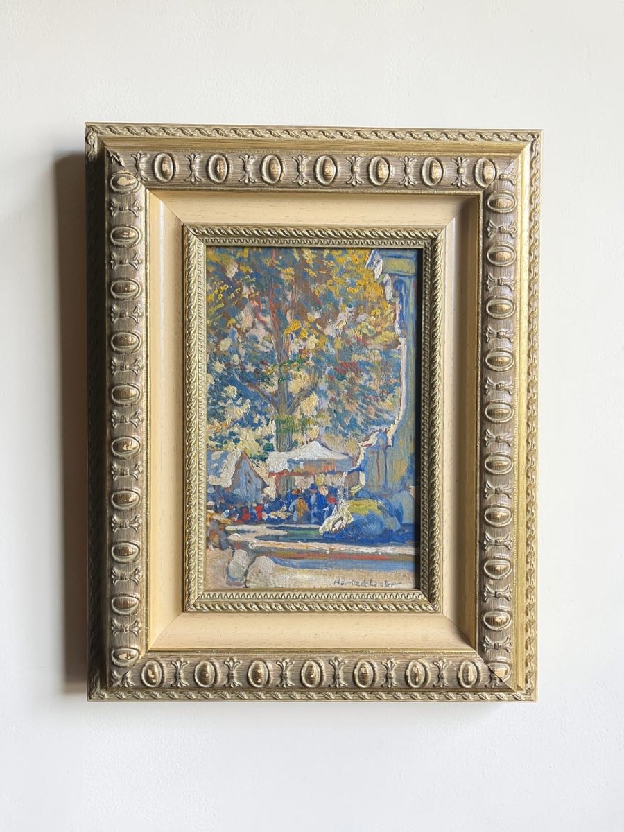 De Lambert, Oil On Panel, Small Size, Nicely Framed 20th Century-photo-1