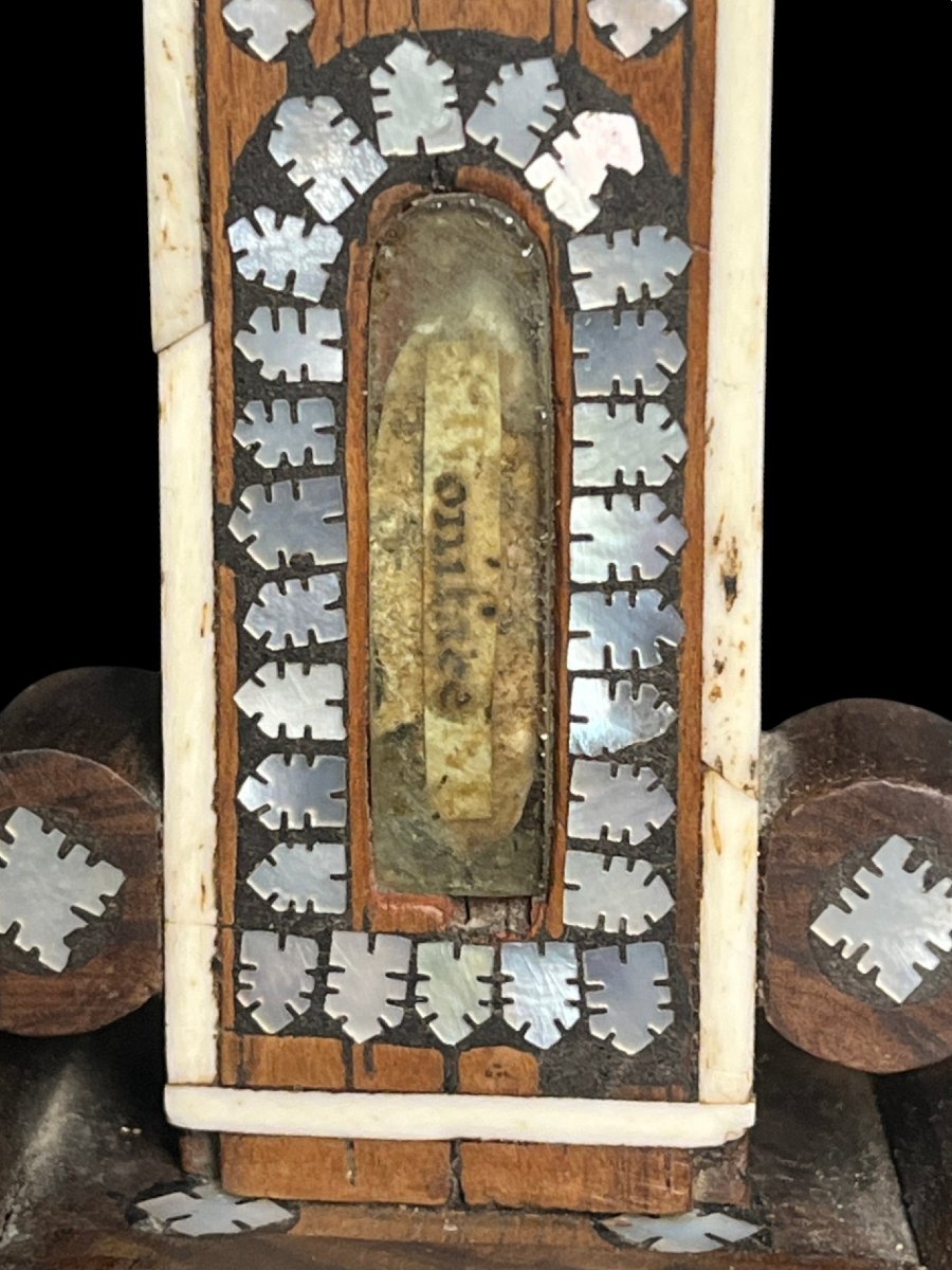 Antique Religious Object Christ Crucified Ivory Mother-of-pearl And Wood Jerusalem 19th Century-photo-3