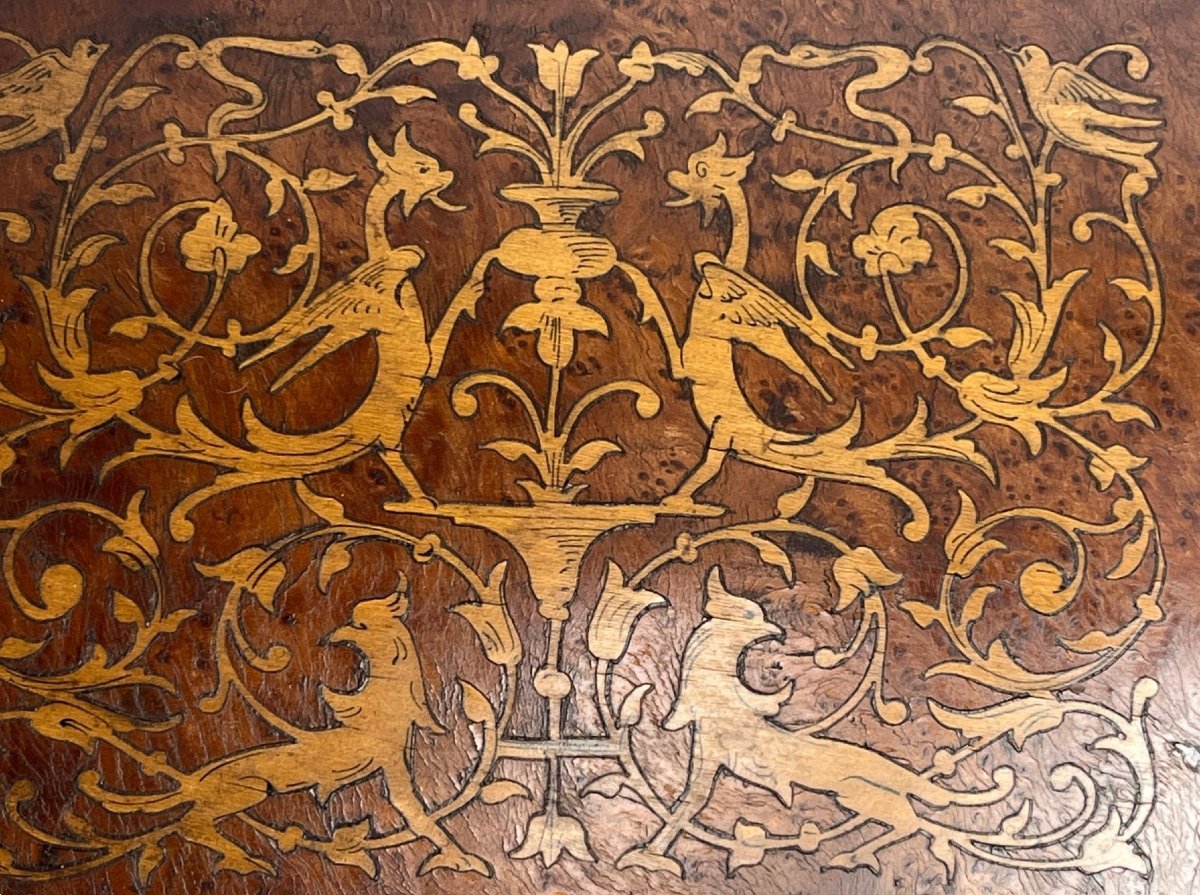 Card Box With Lemon Tree And Griffin Marquetry, Late 19th Century-photo-4