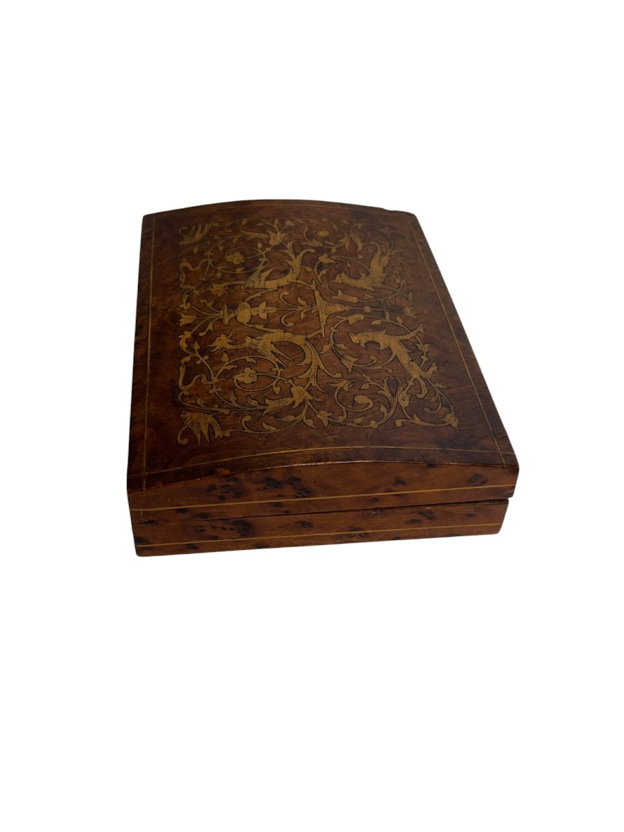 Card Box With Lemon Tree And Griffin Marquetry, Late 19th Century-photo-1