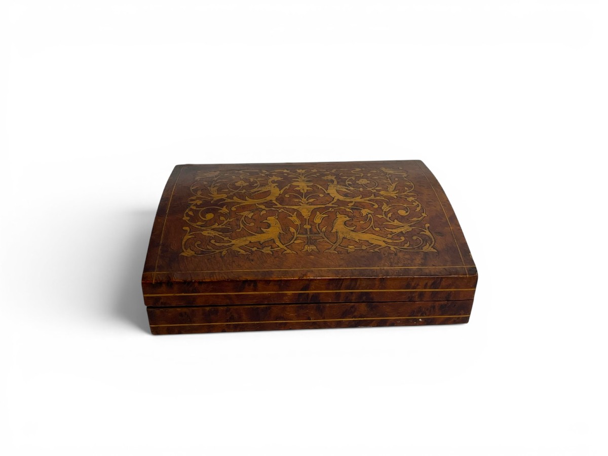 Card Box With Lemon Tree And Griffin Marquetry, Late 19th Century