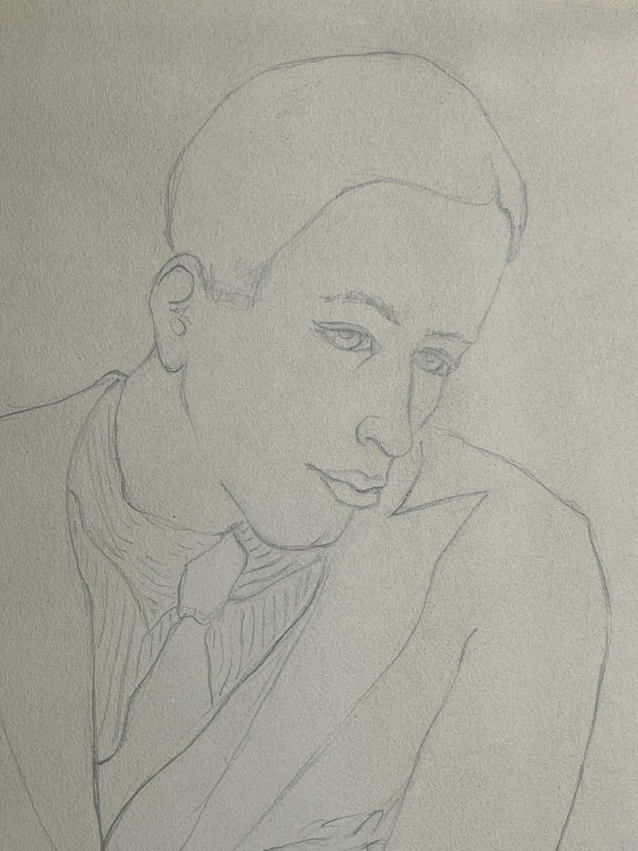 Gontcharova, portrait de Prokofieff dessin signé daté 1915-photo-7