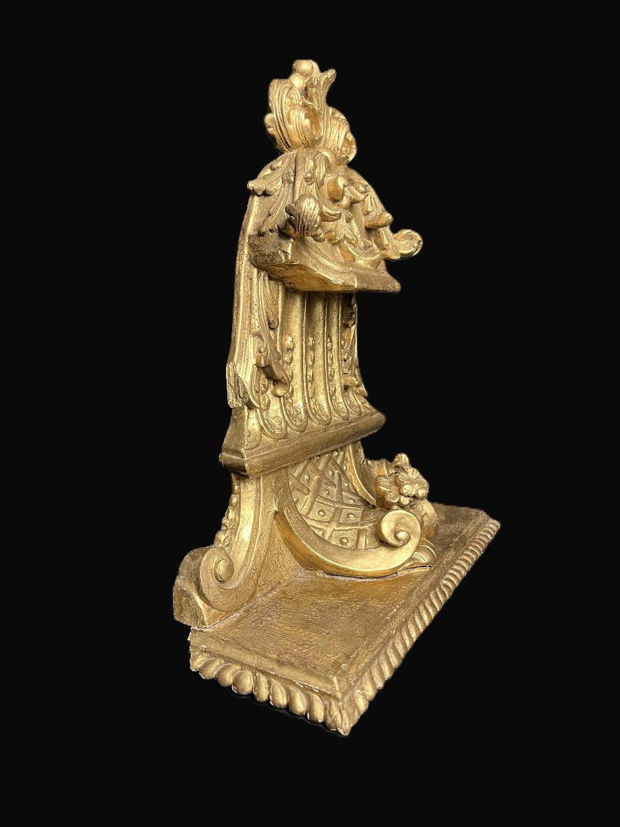 Gilded Wood Church Sconce Console 19th Century-photo-4
