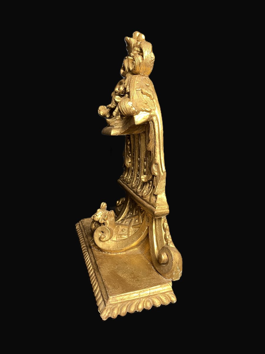 Gilded Wood Church Sconce Console 19th Century-photo-1
