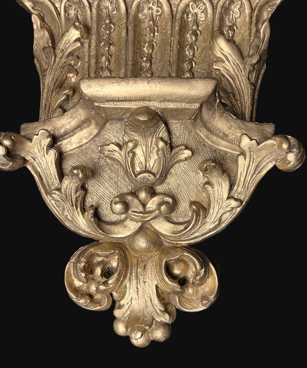 Gilded Wood Church Sconce Console 19th Century-photo-4