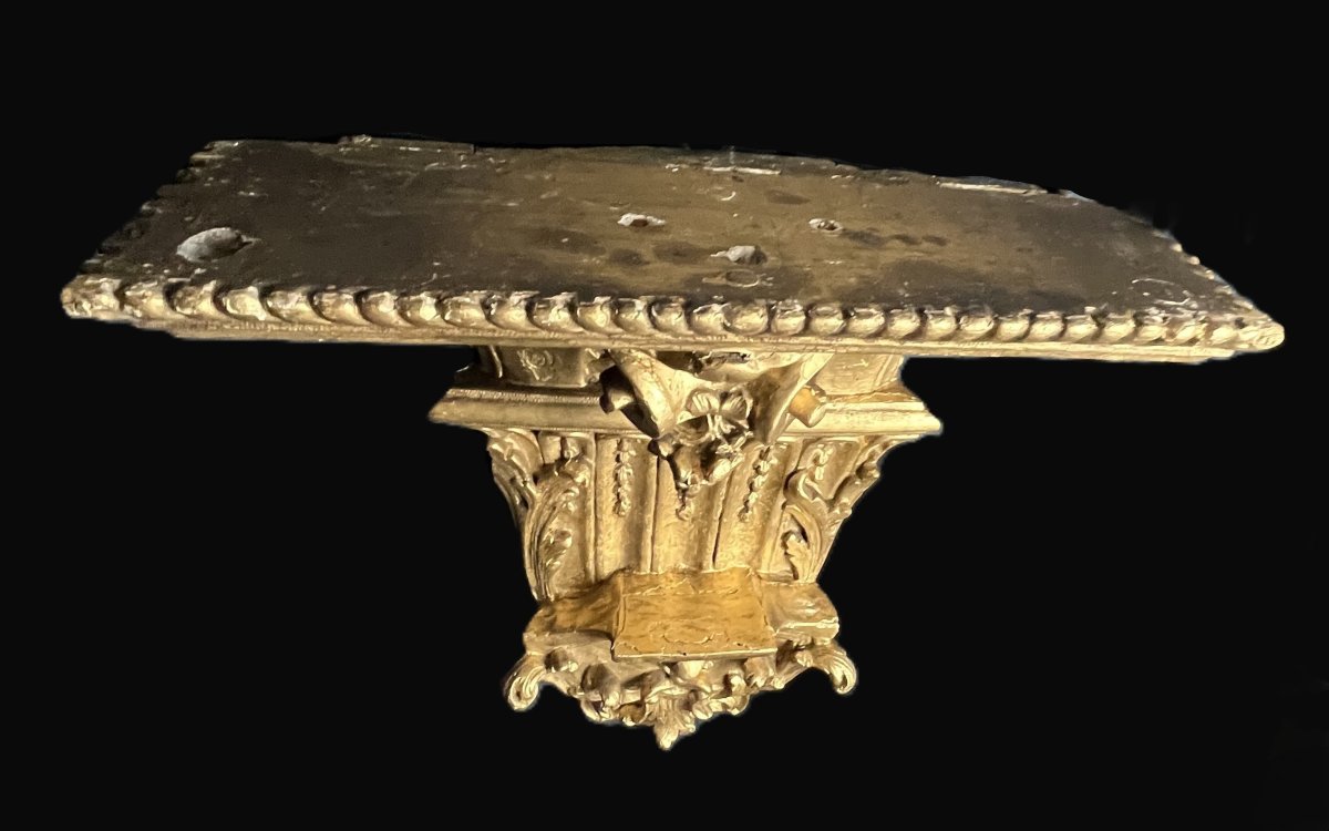 Gilded Wood Church Sconce Console 19th Century-photo-6