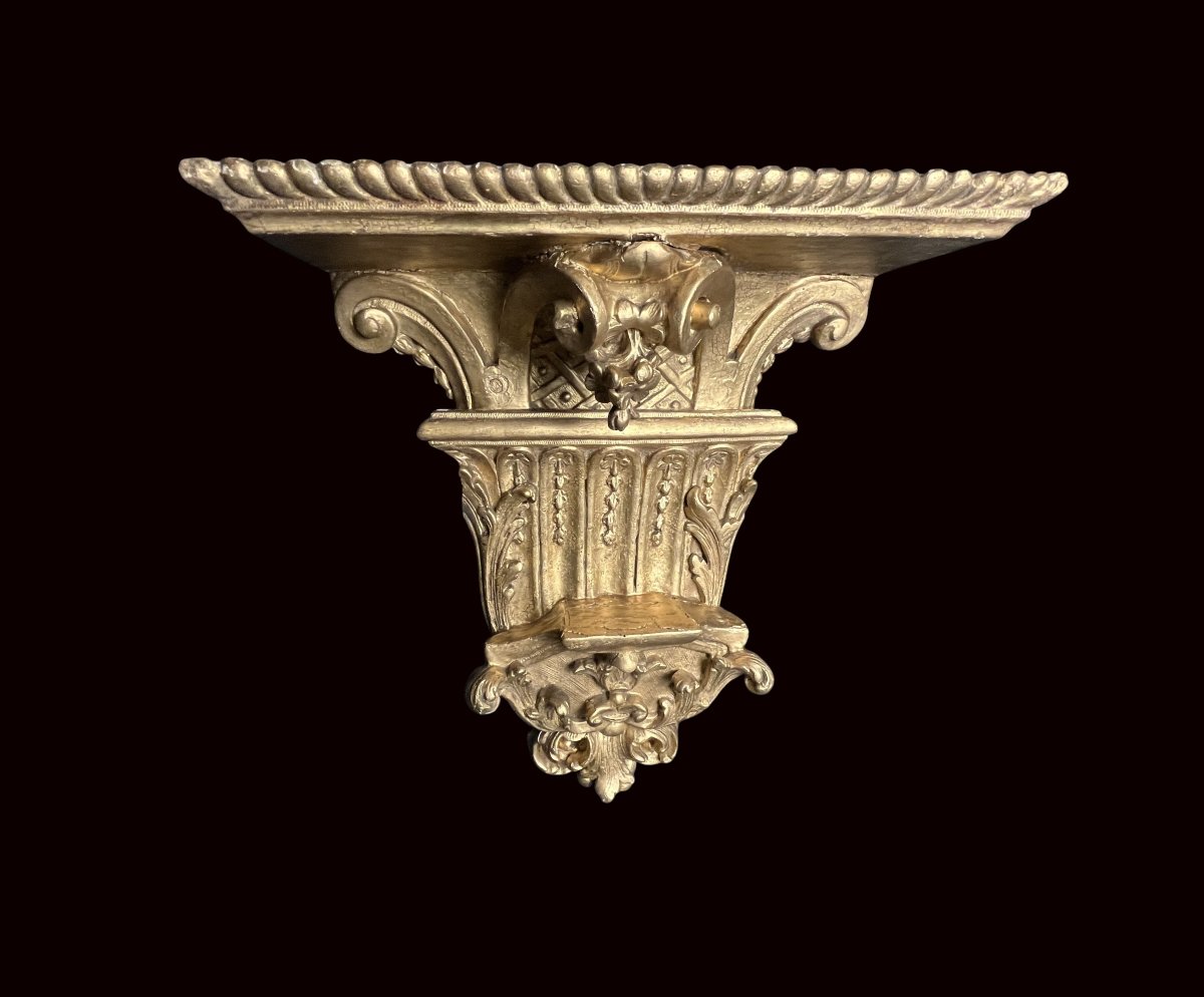 Gilded Wood Church Sconce Console 19th Century