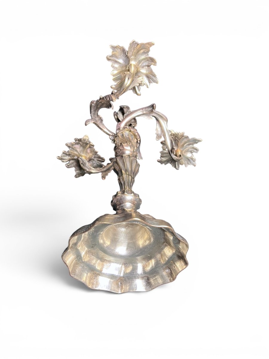 Tableware, Pair Of 3-candle Candelabra In The Louis XIX Style, Late 19th Century-photo-3