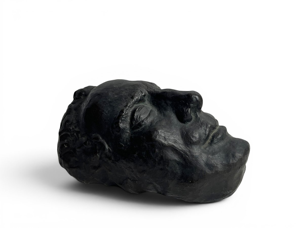 Late 19th-century Bronze Death Mask-photo-3