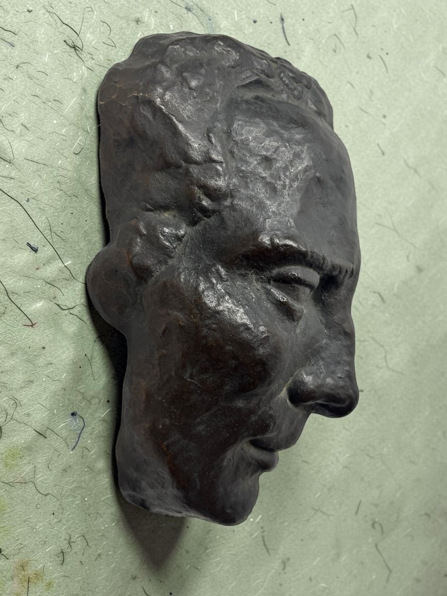 Late 19th-century Bronze Death Mask-photo-2