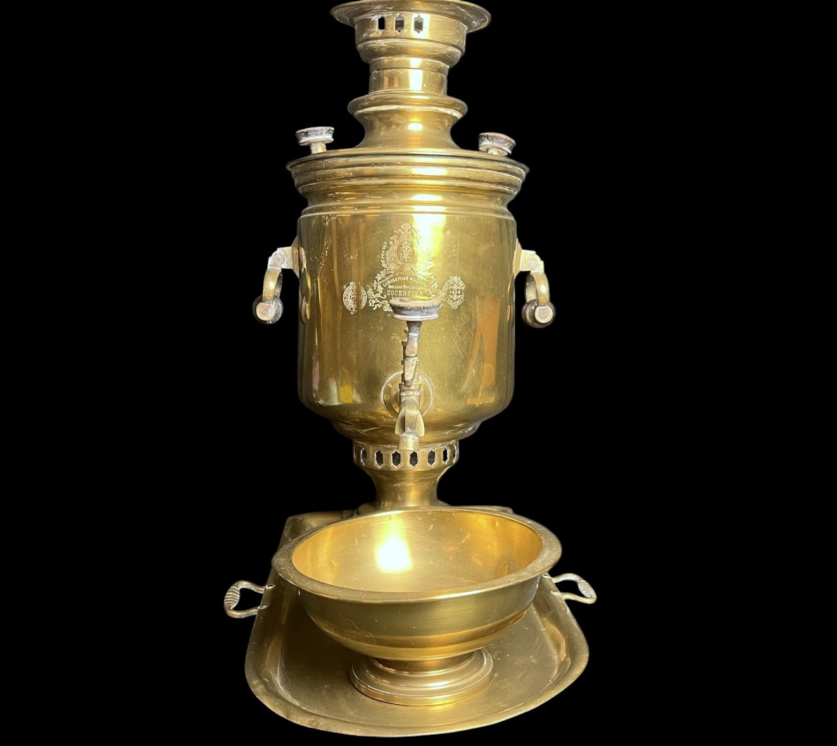 Samovar russe grande théière en cuivre Sosenkov Tula début XXème-photo-2