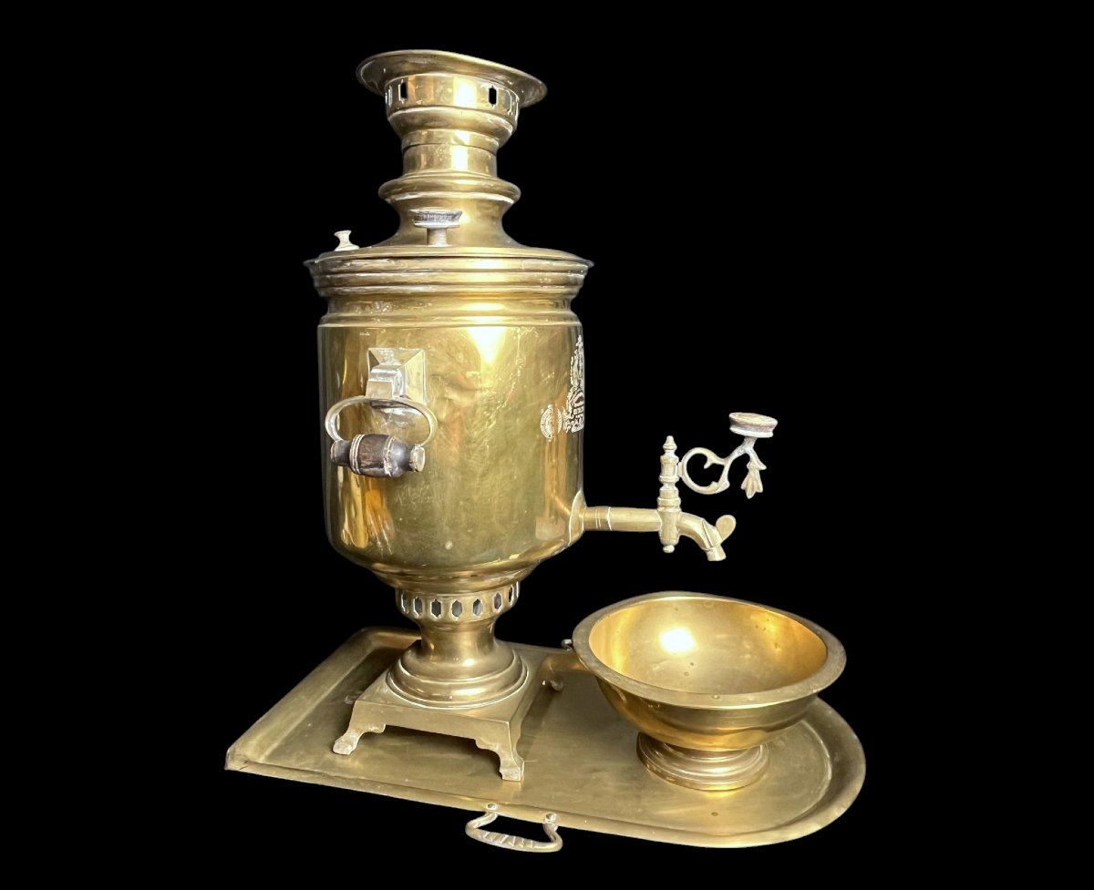 Samovar russe grande théière en cuivre Sosenkov Tula début XXème