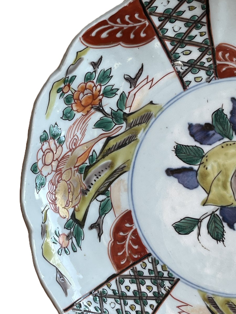 Japon, paire coupes polylobées porcelaine polychrome XIXème -photo-1
