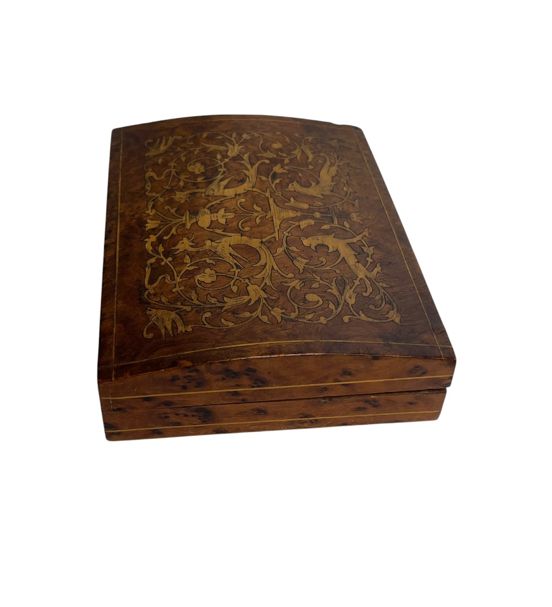 Boite à cartes citronnier et marqueterie griffons fin XIXème-photo-4
