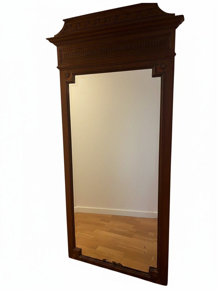 Important miroir trumeau Henri II chêne massif XIXème-photo-4