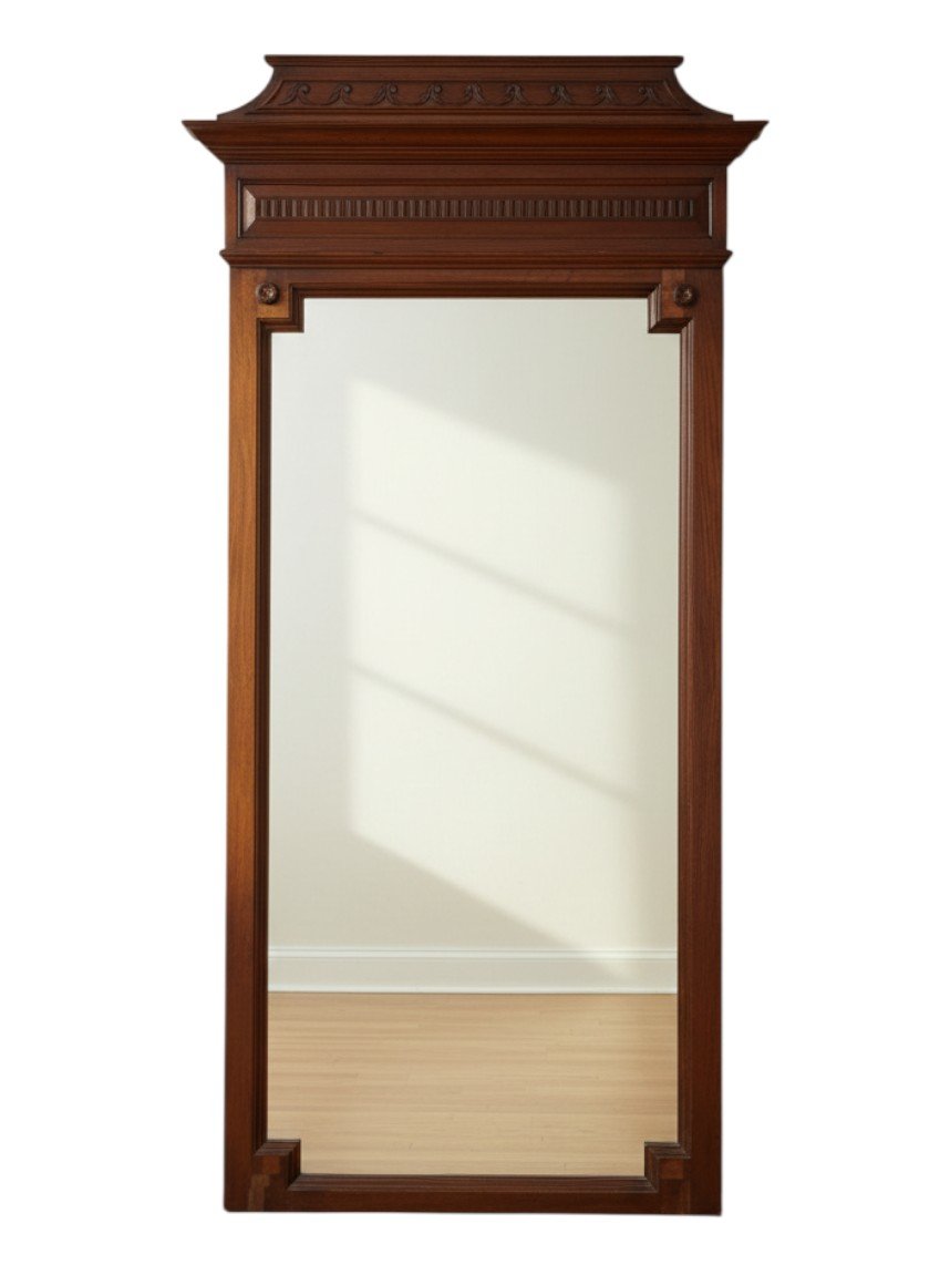 Important miroir trumeau Henri II chêne massif XIXème