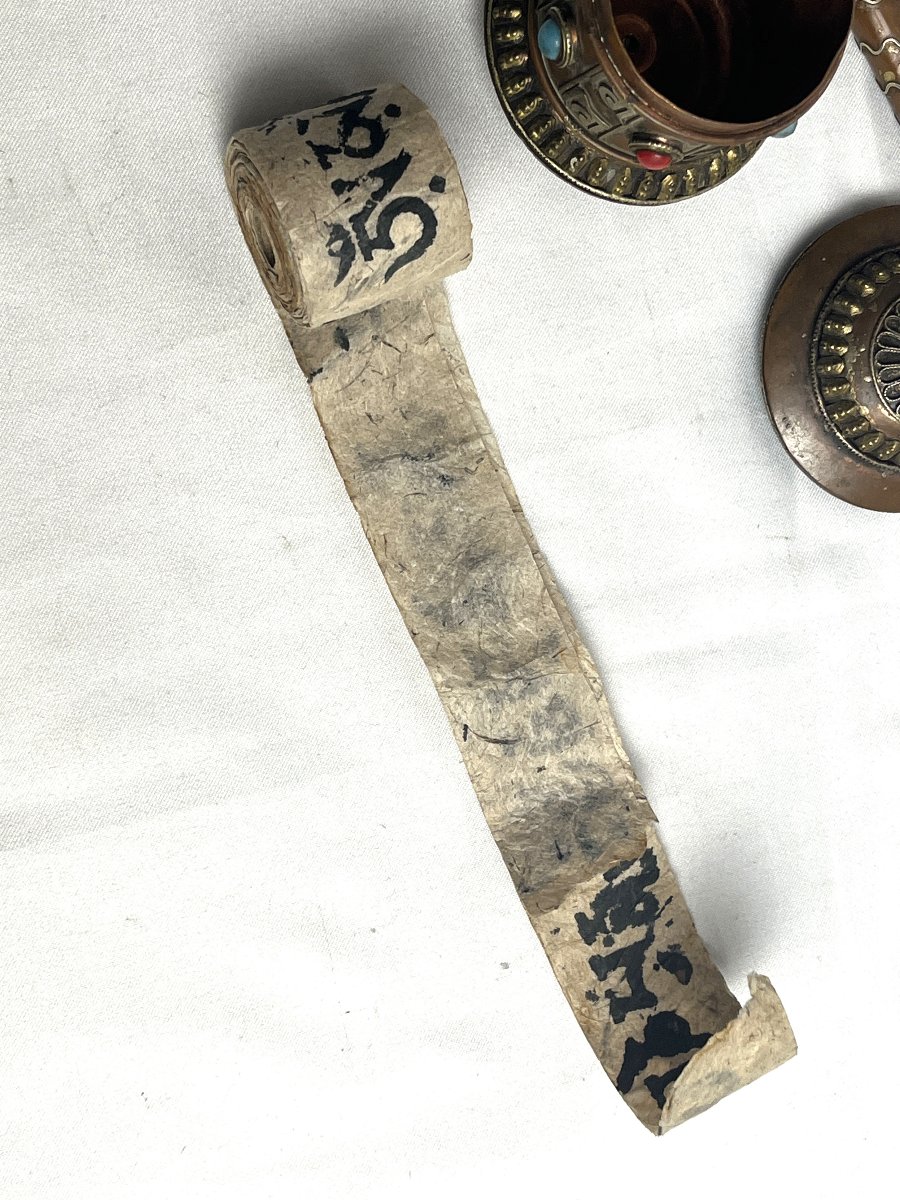Ancien moulin à prières portable bouddhiste Népal XXème-photo-5