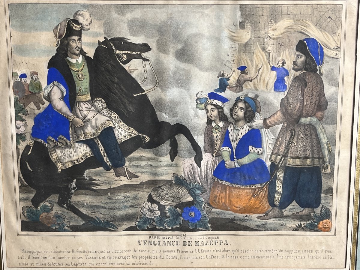 Paire gravures chef cosaque Mazzepa graveur Baugean XIXème-photo-1