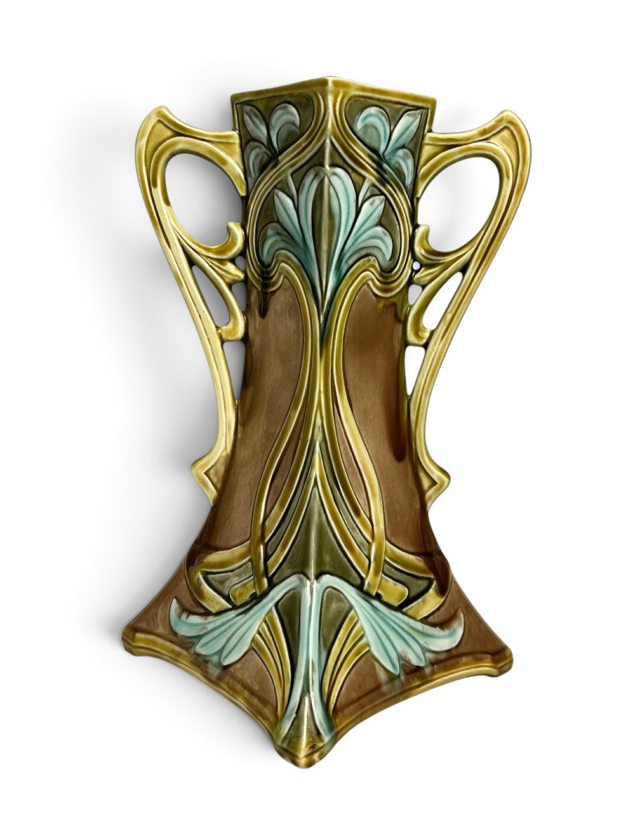 Art nouveau, deux vases barbotine Onnaing vers 1920-photo-4