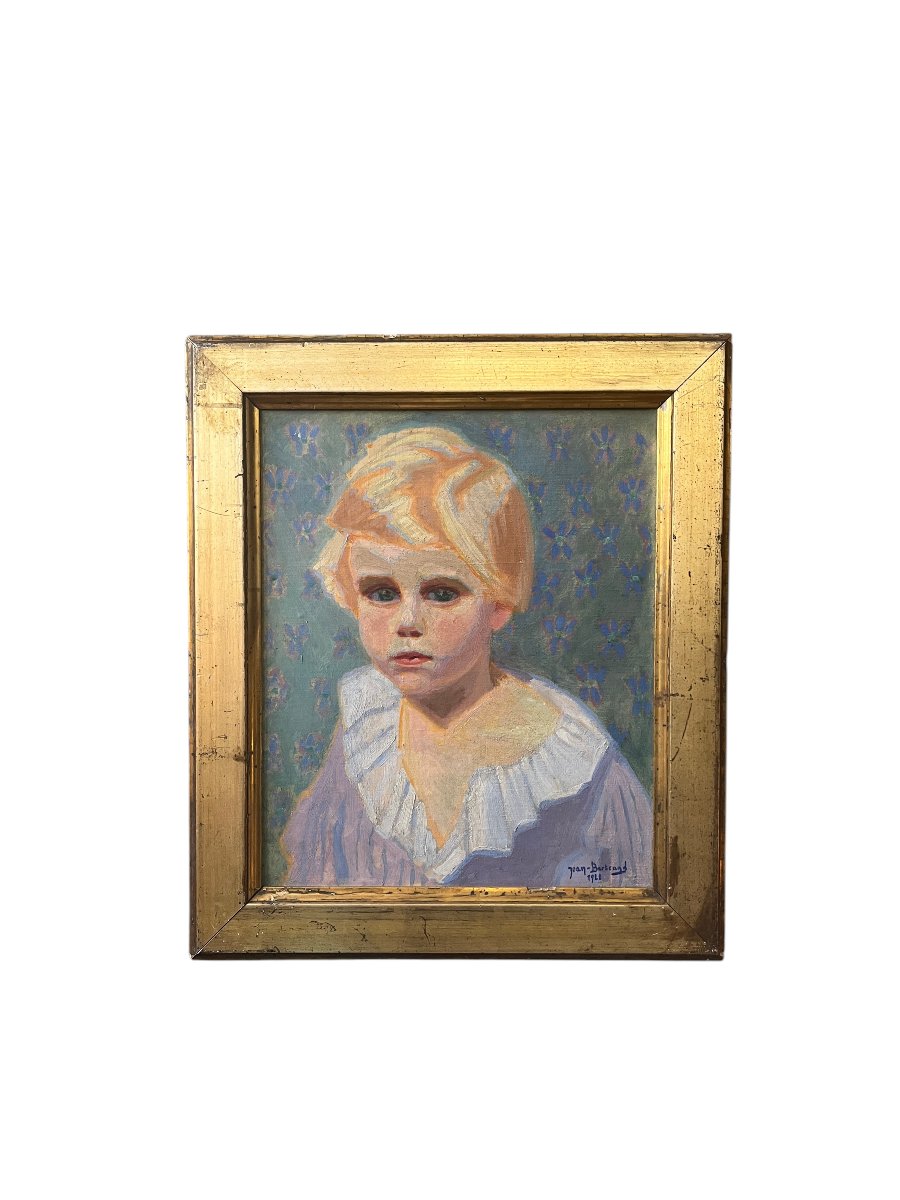 Huile sur toile, portrait d’enfant signé J. Bertrand début XXème-photo-2
