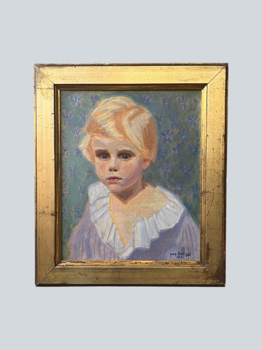 Huile sur toile, portrait d’enfant signé J. Bertrand début XXème