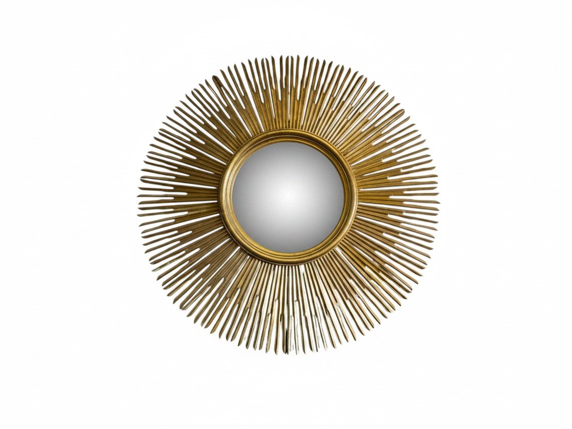 Large Beveled "sun" Mirror With Gilded Wood Frame, Circa 2010-photo-3