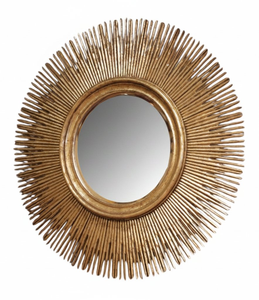 Large Beveled "sun" Mirror With Gilded Wood Frame, Circa 2010-photo-1