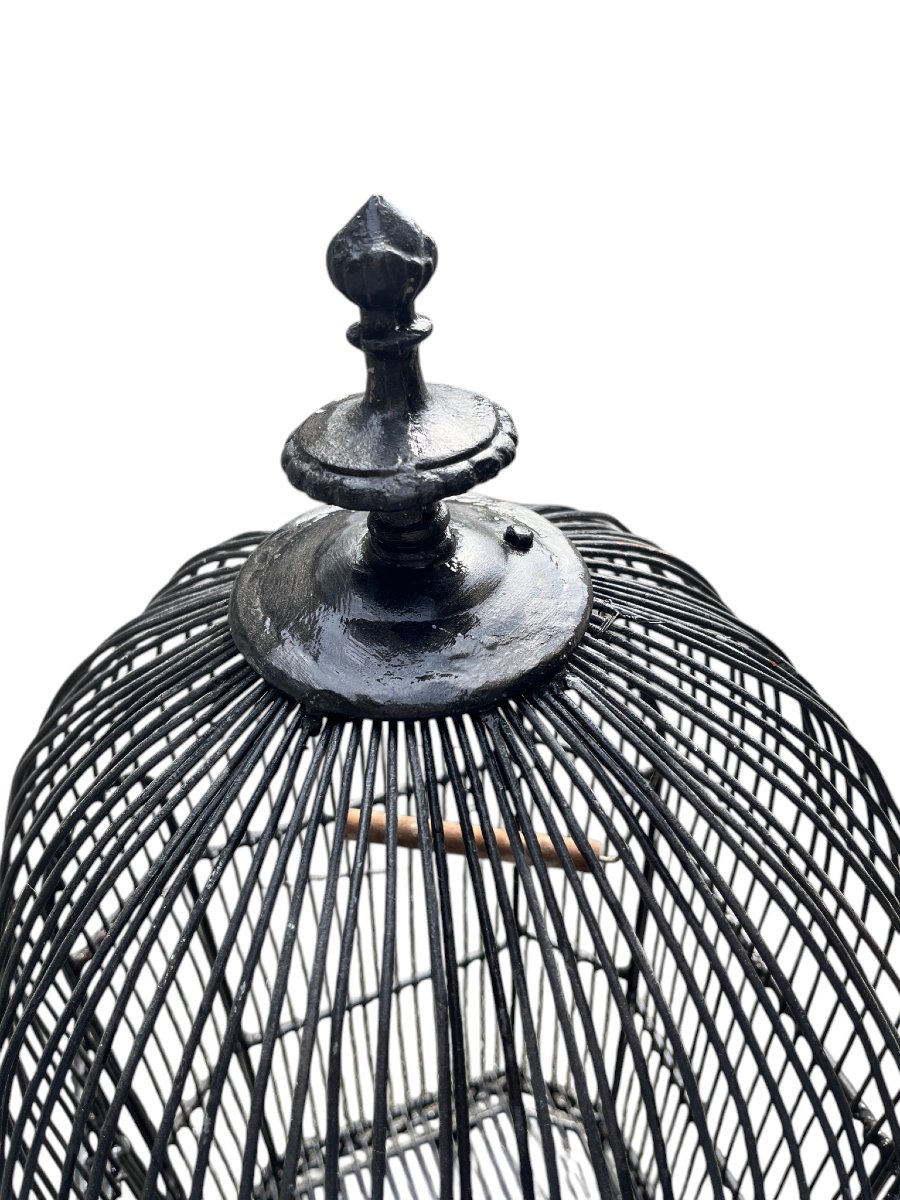 Ancienne cage à oiseaux en métal noir début XXème-photo-2