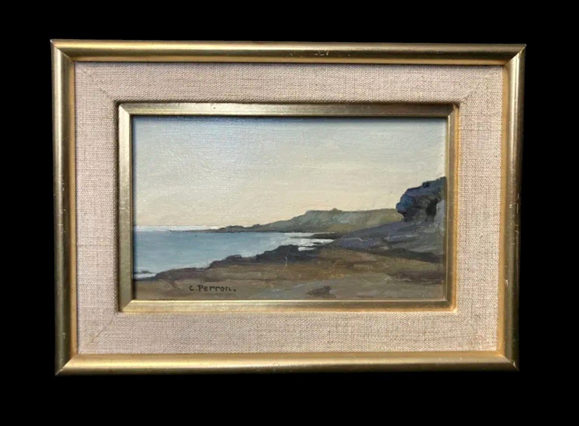 Perron Charles, Oil On Cardboard, Seascape, Signed, 20th Century-photo-4