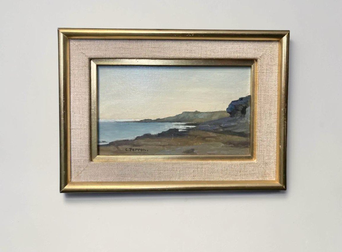 Perron Charles, Oil On Cardboard, Seascape, Signed, 20th Century