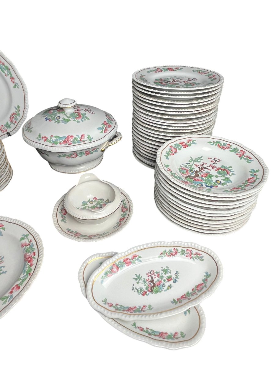 Tableware, Bernardaud Limoges Porcelain Set "arbres Des Indes," 20th Century-photo-4