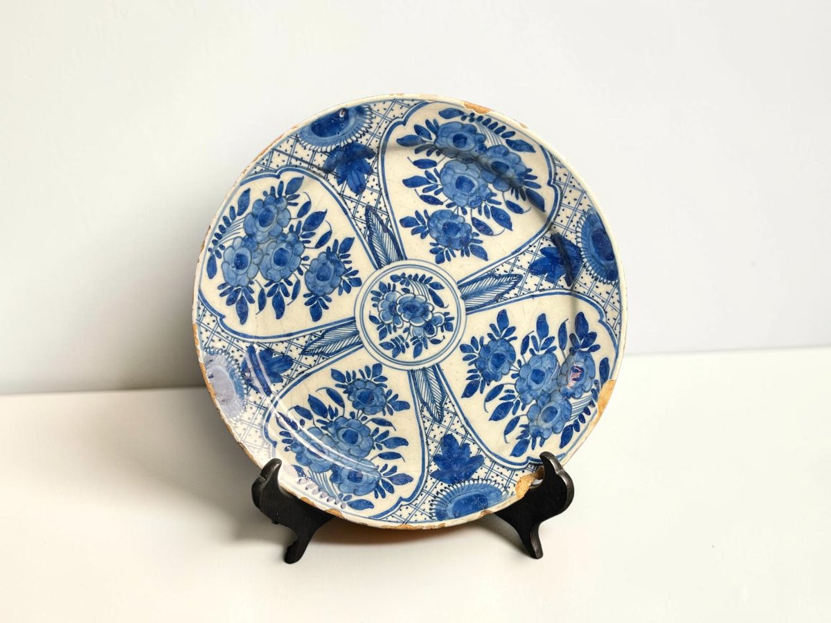 Delft, Kraak-decorated Earthenware Plate From The De Grieksche A Factory, 18th Century -photo-2