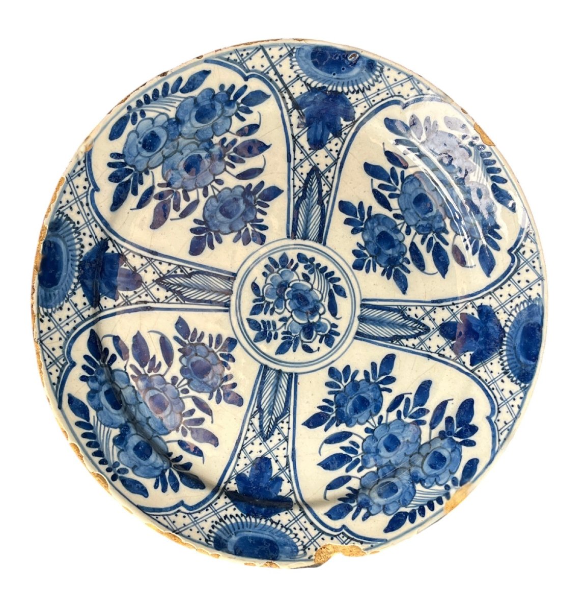 Delft, Kraak-decorated Earthenware Plate From The De Grieksche A Factory, 18th Century 
