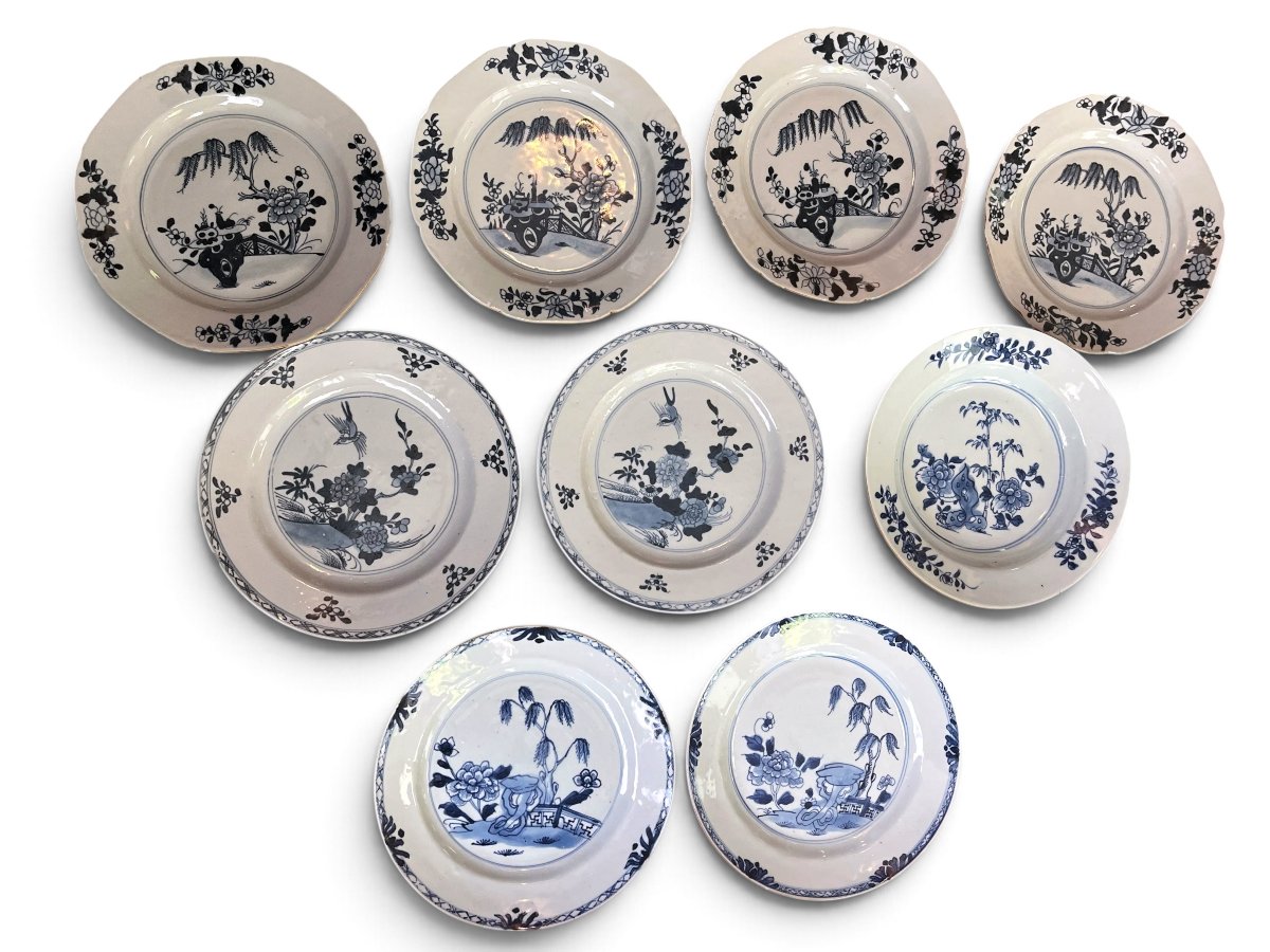 Chine, Compagnie des Indes lot neuf assiettes porcelaine XVIIIème-photo-4