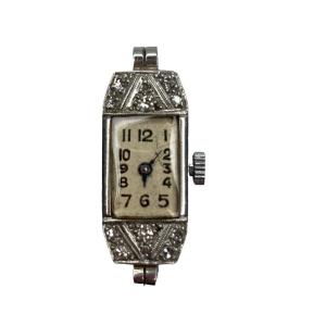 Bijou Ancien, Montre En Platine Et Diamants Art Déco Vers 1930