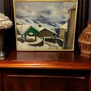 Picart Le Doux (charles), Huile Sur Panneau Paysage De Neige Signé 1937