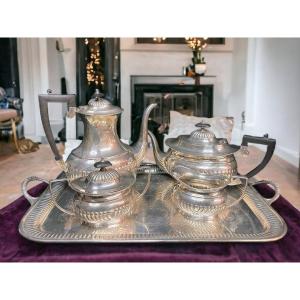 Old Sheffield Silver Metal Tea Coffee Service Late 19th Century