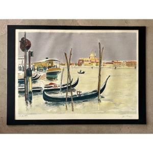 Brayer (yves), Original Venice Lithograph Signed And Numbered 20th