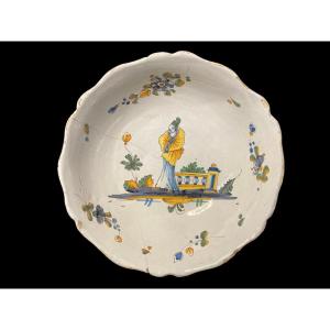 La Rochelle, Old Earthenware Jatte 18th Century Chinese Decor