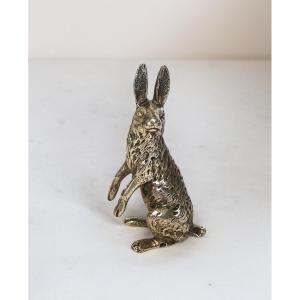 Objet de vitrine, Lièvre debout en argent massif poinçon Minerve