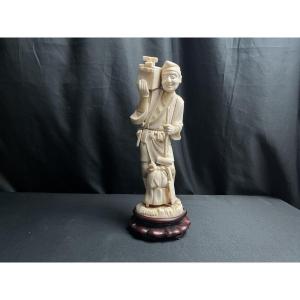 Okimono ivoire tailleur de pierre Meiji début XXème
