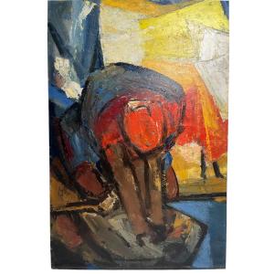 TESTER Jefferson, huile sur panneau La Lavandière vers 1950